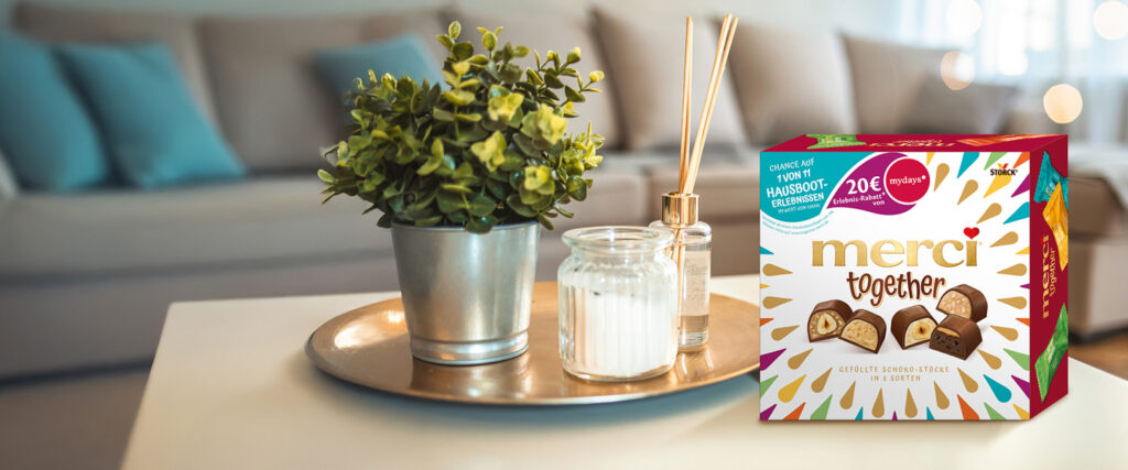 merci together Verpackung mit mydays Gewinnspiel